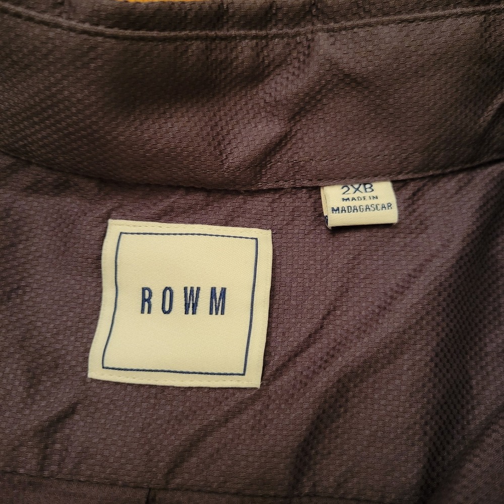 Rowm Solid Gray Button Down Shirt Long Sleeve 2xb… - image 2
